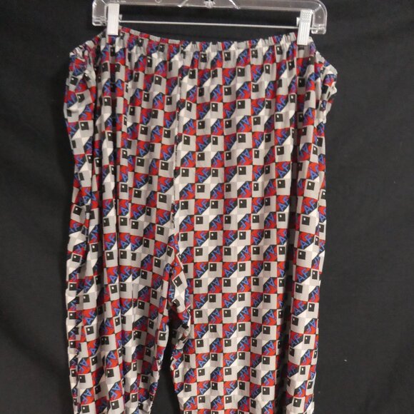 Handmade "AF" and Geometric Print Elastic Lounge / Pajama Pants | 18.5 waist - Picture 5 of 16
